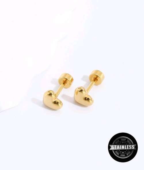Stud Heart Earrings - Stainless Steel