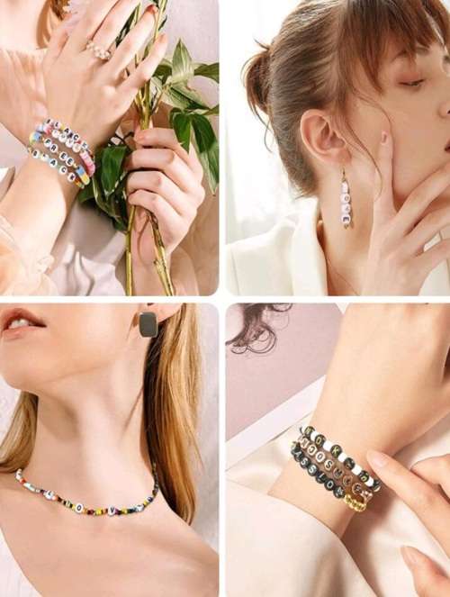 700pcs DIY Alphabet Beads - for Necklace Making (Choose Black & Gold OR Rainbow Colors)