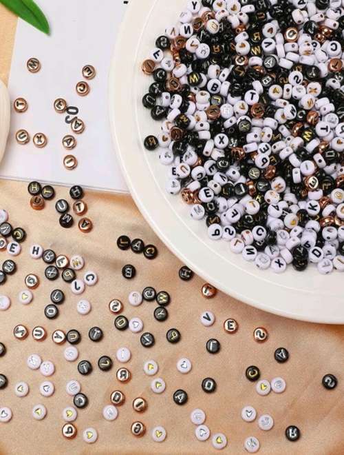 700pcs DIY Alphabet Beads - for Necklace Making (Choose Black & Gold OR Rainbow Colors)