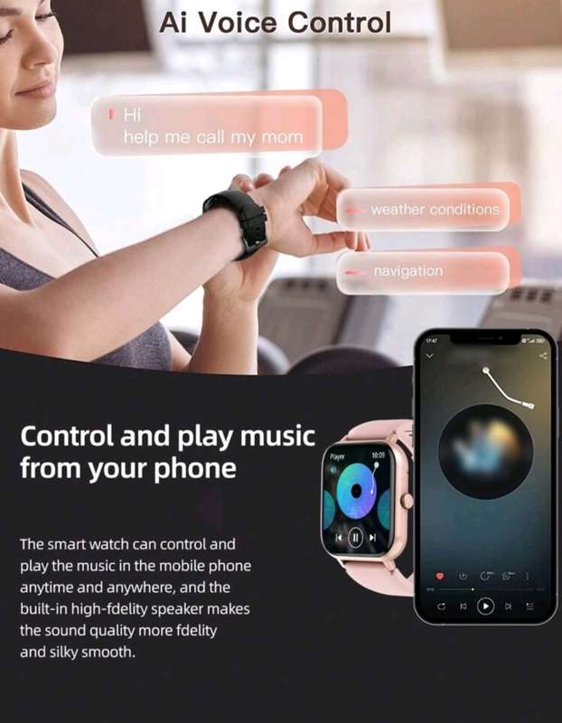 Pink Smart Watch With Call Option