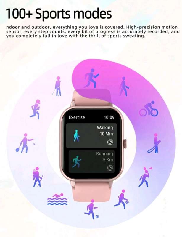 Pink Smart Watch With Call Option