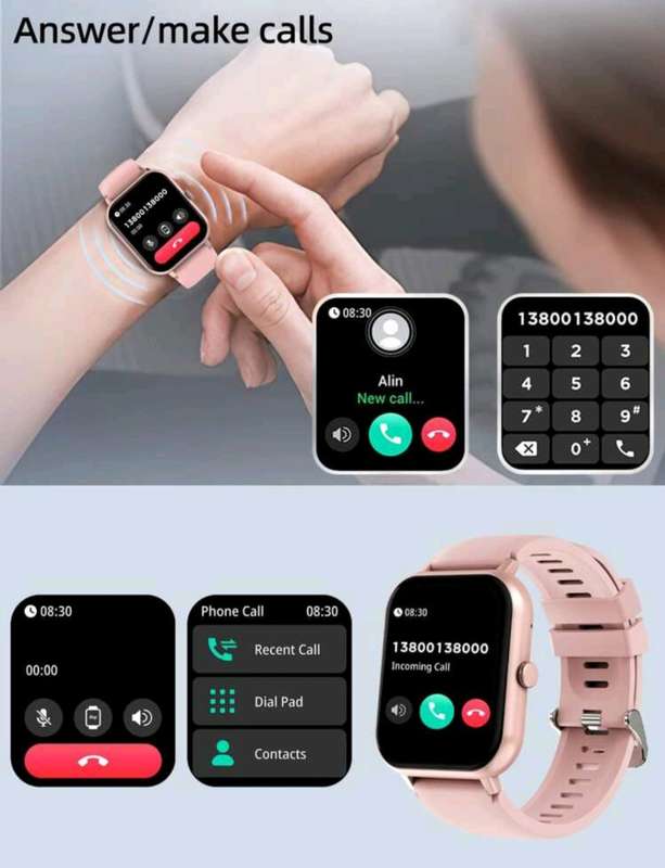 Pink Smart Watch With Call Option