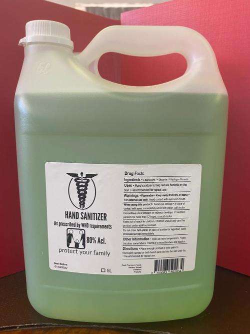 HAND SANITIZER 5lt - 80% ETHANOL BASED-CAN DELIVER UNDER LOCKDOWN-ESSENTIAL GOODS