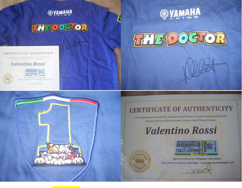 Valentino Rossi signed motoGP Yamaha racing shirt + coa