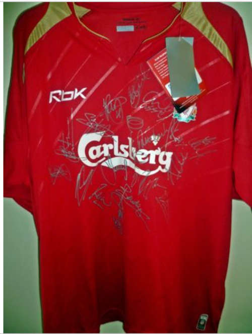 LIVERPOOL CHAMPIONS LEAGUE SIGNED SHIRT 2005 COA incl Gerrard*greact christmas gift