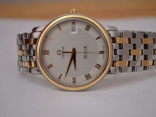 ###Omega De Ville Prestige watch-18k solid gold & stainless steel###