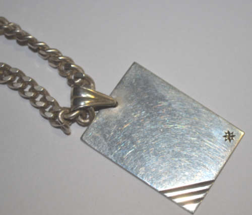 ***WOW MENS CHUNKY STERLING SILVER CHAIN WITH GENUINE DIAMOND PENDANT & BRACELET***