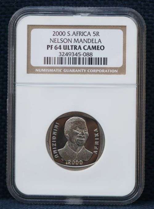VERY RARE - 2000 MANDELA SMILEY R5 NGC GRADED***PF64*** ULTRA CAMEO