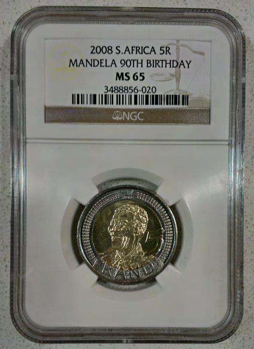 7 x MS65 90TH Birthday MANDELA R5's GRADED BY NGC