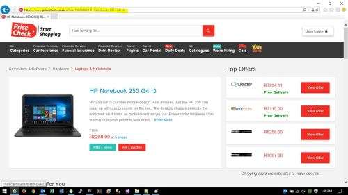 HP 250 G4 Notebook Intel Core i3 5005U 2.0Ghz 500GB HDD 4GB RAM