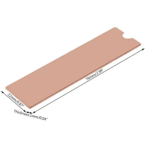 Pure Copper Heatsink Heat Sink Heat with Thermal Pads M.2 NGFF 22x80 PCI-E NvME SSD (1mm)