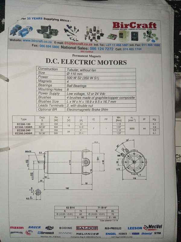 Bircraft 350W 12v/24v DC Electric Permanent Magnet Motor