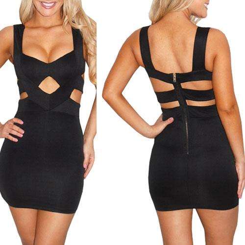 FREE SHIPPING - Sexy Chic Mini Dress Clubwear - Black