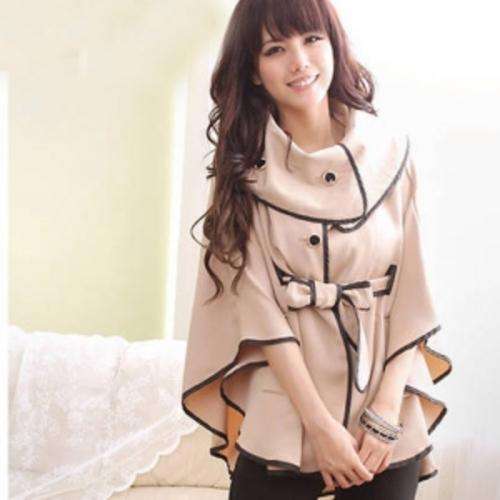 Women's Stylish Turn-down Collar Cape Style Outwear