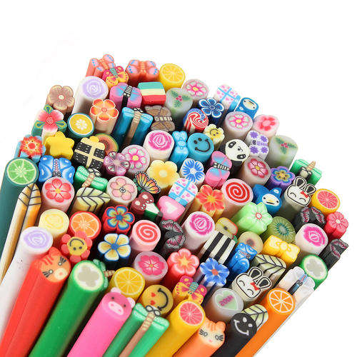 100PCS 3D DIY Nail Art Fimo Canes Rods Sticker Tips Decoration Blade