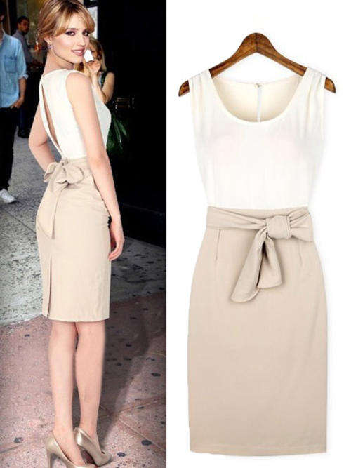 Sleeveless Spell Color Chiffon Womens Dresses