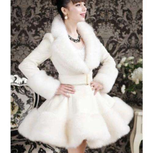 Women's Solid Color Turn-down Fur Collar Long Coat Outwear