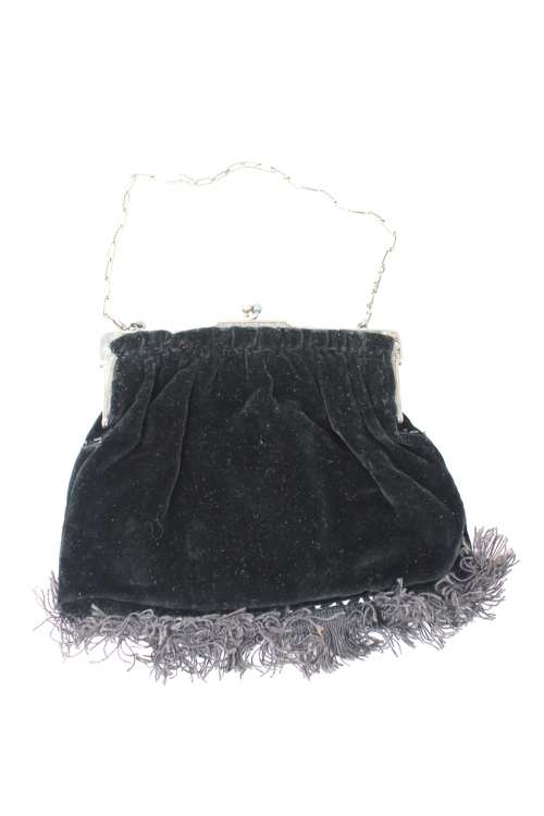 Vintage Black Satin Ladies Hand Bag