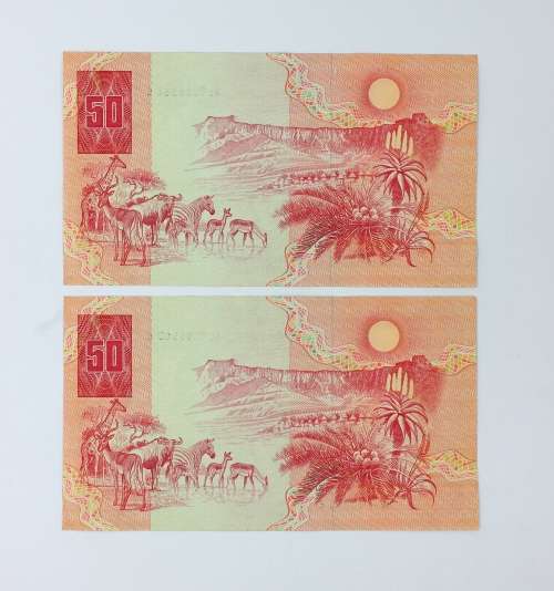 Set of 8 UNCIRCULATED and IN SEQUEL South African Bank Notes CL Stals