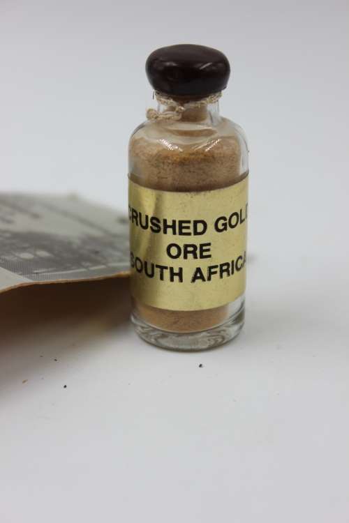 Small Vial of Crushed Gold Ore - Vintage South African Souvenir Item