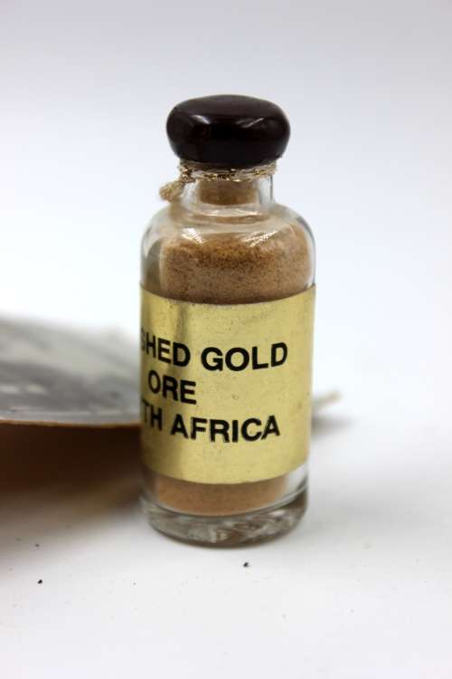 Small Vial of Crushed Gold Ore - Vintage South African Souvenir Item