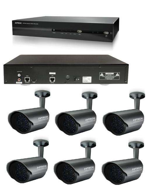 AVTECH Bundle: 1x 6 Channel Network Video Recorder + 6x Outdoor LAN IP Cameras