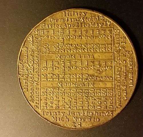 James Davies 1790 Calendar Medal / Token / Coin