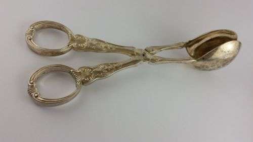 Silver plated KINGS Pattern Salad Tongs 10 1/4"  long  GODINGER