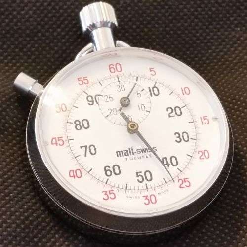 Mali Swiss 7 Jewels Stopwatch Swiss Made in near Fine Condition