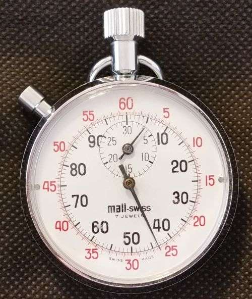 Mali Swiss 7 Jewels Stopwatch Swiss Made in near Fine Condition