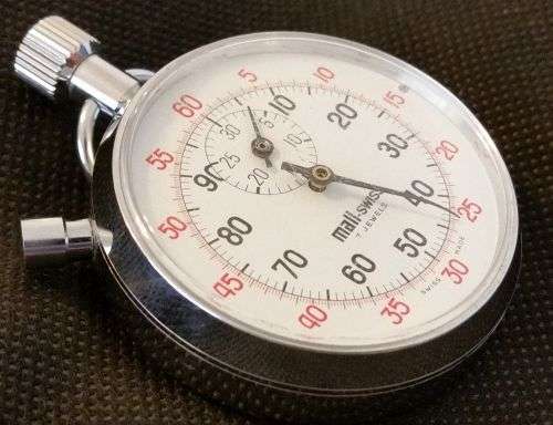 Mali Swiss 7 Jewels Stopwatch Swiss Made in near Fine Condition