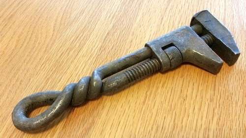 Monkey Wrench - Twisted Handle - Vintage Adjustable Wrench - Late 1800's / Early 1900's