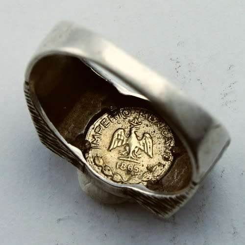 1865 Maximillano Emperador - Coin Ring - Imperio Mexicano 1865