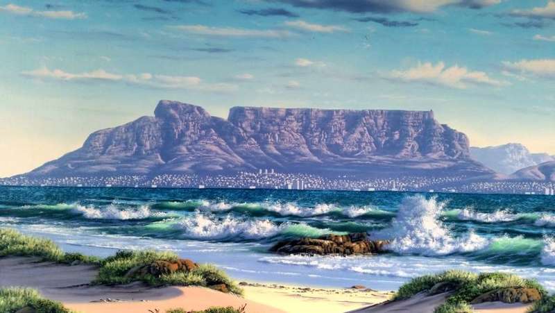 Paul Munro (SA) Oil, Table Mountain from Blouberg, Signed, 60 x 90 (83 x 113 Framed) * FREE COURIER*
