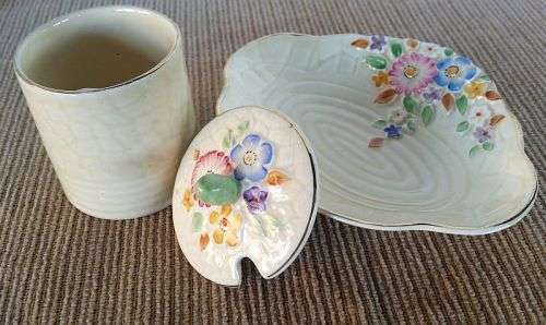 Vintage Crown Devon China Jam / Butter Dish and Jam or Preserve Jar with Lid
