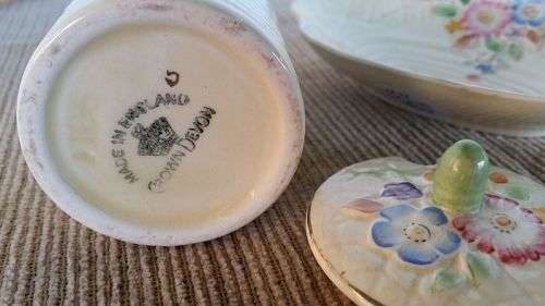 Vintage Crown Devon China Jam / Butter Dish and Jam or Preserve Jar with Lid