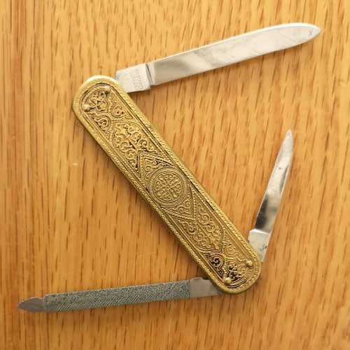Julius Bierhof Solingen - Brass Pocket Knife - Rostfrei Germany - Bayer 1950's - Sought After Knife