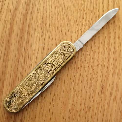 Julius Bierhof Solingen - Brass Pocket Knife - Rostfrei Germany - Bayer 1950's - Sought After Knife