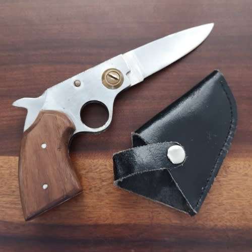 Knife Gun Shaped with Holster - Unusual Flip Knife / Flick Knife - Unique Gun Shaped - Folding Knife