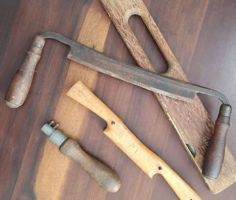 Job Lot - Vintage Draw Knife - Spoke Shave - Marples Sheffield Level - Pad Saw Keyhole Handle