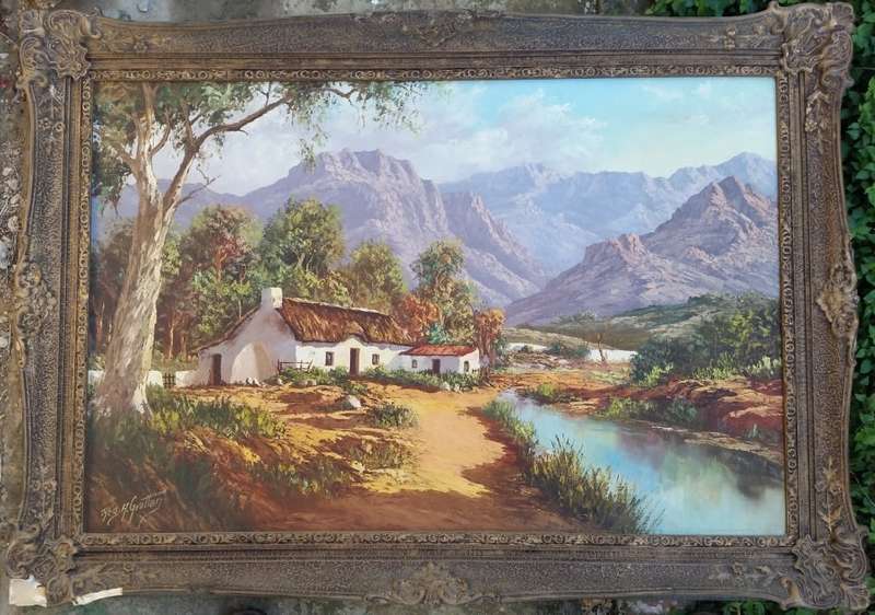Reg Grattan (SA) Oil, Mountain Landscape with Cottage, Signed, 60 x 90 - Extremely Fine Investment