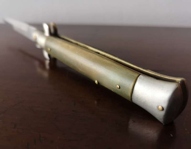 1940's CR Triangolo Maniago Italy 9" Honey Horn Bayonet Picklock Stiletto Switchblade carbon steel b