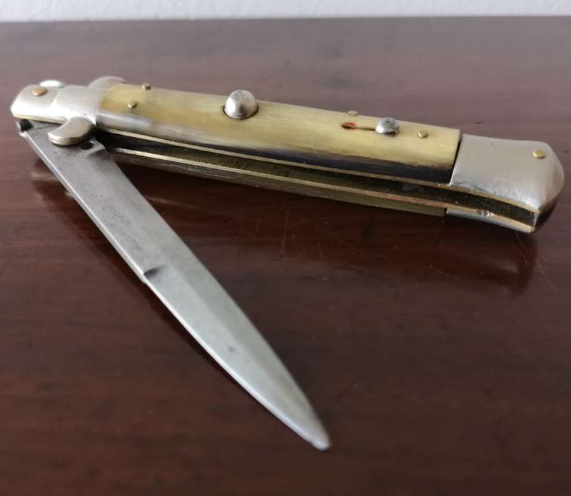 1940's CR Triangolo Maniago Italy 9" Honey Horn Bayonet Picklock Stiletto Switchblade carbon steel b