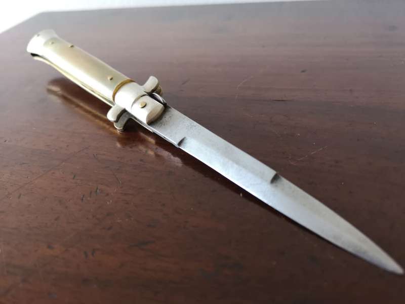 1940's CR Triangolo Maniago Italy 9" Honey Horn Bayonet Picklock Stiletto Switchblade carbon steel b