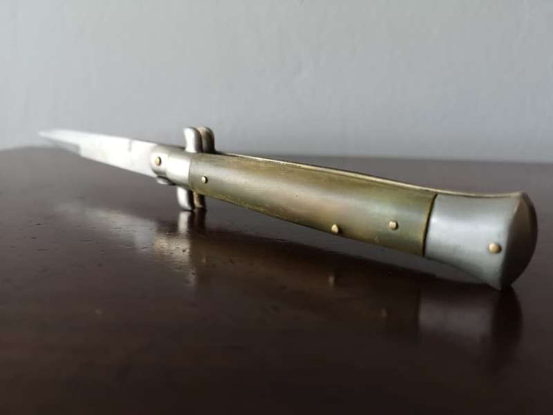1940's CR Triangolo Maniago Italy 9" Honey Horn Bayonet Picklock Stiletto Switchblade carbon steel b