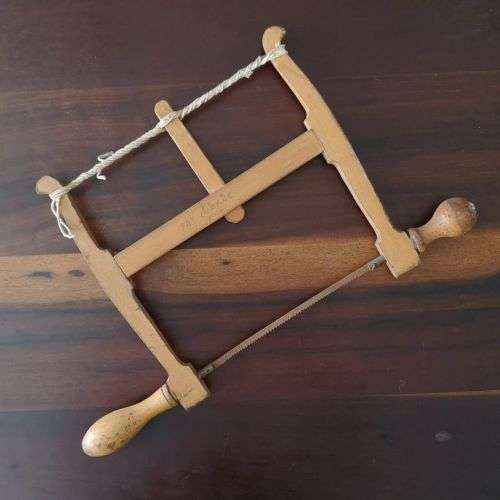 Vintage Bow Saw - Wooden Woodworking Hand Saw -  Carpenter Bow Turning Saw