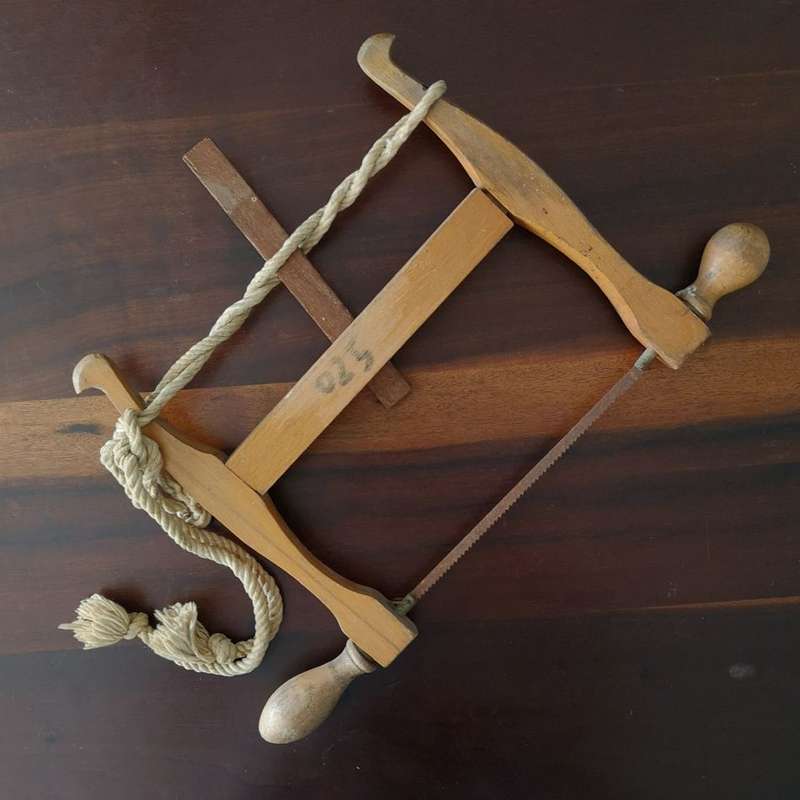 Vintage Bow Saw - Wooden Woodworking Hand Saw -  Carpenter Bow Turning Saw