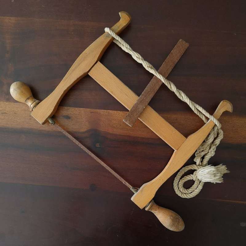 Vintage Bow Saw - Wooden Woodworking Hand Saw -  Carpenter Bow Turning Saw