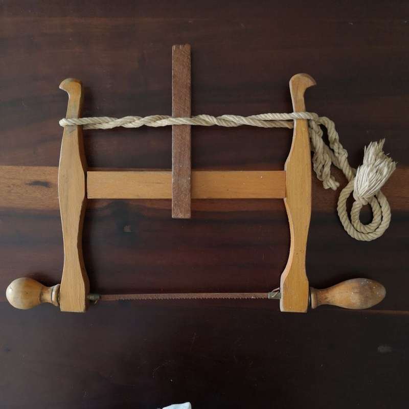 Vintage Bow Saw - Wooden Woodworking Hand Saw -  Carpenter Bow Turning Saw