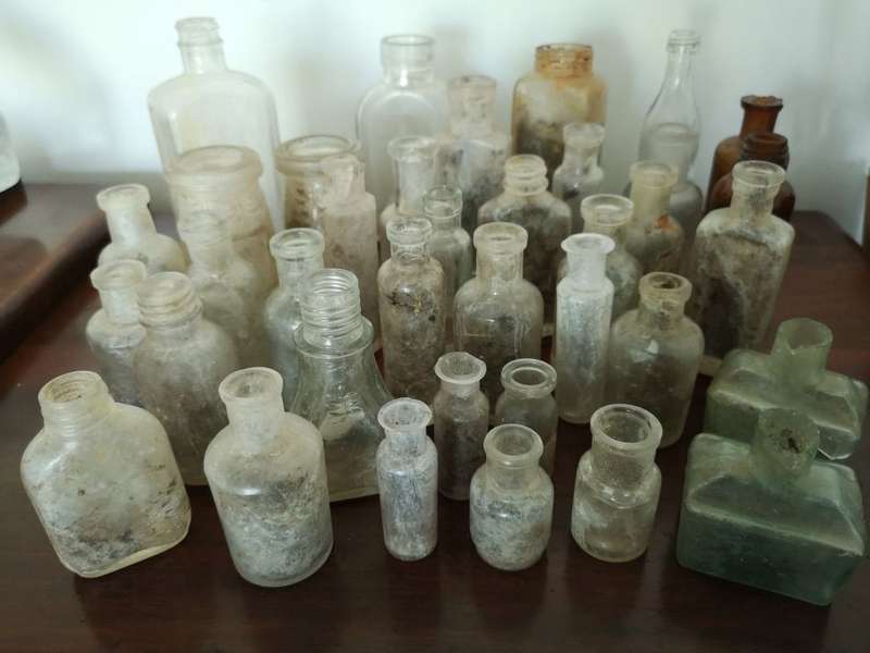 Assorted Vintage Bottles - JOB LOT of 35 Bottles, Jars and lids